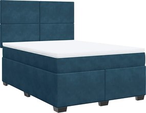 vidaXL Κρεβάτι Boxspring με Στρώμα Μπλε 140x200 εκ. Βελούδινο