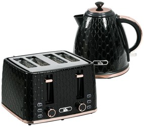 Σετ κουζίνας HOMCOM 2-σε-1, Τοστιέρα και Βραστήρας, Πολλαπλές επιλογές, 1,7 L, 4 φέτες ταυτόχρονα, Πλαστικό, Μαύρο