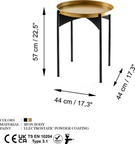 Τραπεζάκι Σαλονιού Μαύρο / Χρυσό SHB 44x44x57