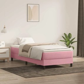 vidaXL Κρεβάτι Boxspring χωρίς Στρώμα Ροζ 80x220 εκ. Βελούδινο