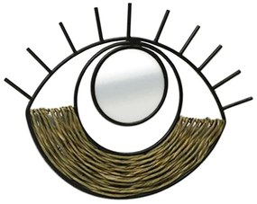 Καθρέπτης Τοίχου Mati 11-0306 48x2x36cm Natural-Black Μέταλλο,Seagrass