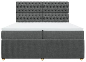 vidaXL Κρεβάτι Boxspring με Στρώμα Σκούρο Γκρι 200x200 εκ. Υφασμάτινο