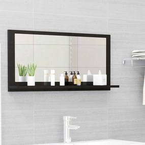 vidaXL Καθρέφτης Μπάνιου Γυαλιστερό Μαύρο 80x10,5x37 εκ. Μοριοσανίδα