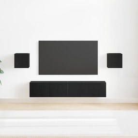vidaXL σετ βάσης τηλεόρασης 6 τεμαχίων  μαύρης δρυός επεξεργασμένου ξύλου