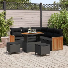 vidaXL Σετ Καναπέ Κήπου με μαξιλάρι 8 pcs Μαύρο