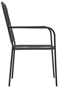 vidaXL Σετ Τραπεζαρίας Εξ. Χώρου 5 τεμ. Μαύρο Ατσάλι Βαμβακερό Σχοινί