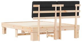 vidaXL Σκελετός Κρεβατιού με Επενδεδυμένο Κεφαλάρι Μαύρο 150 x 200 cm