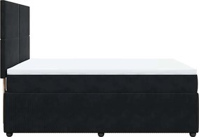vidaXL Κρεβάτι Boxspring με Στρώμα Μαύρο 140x190 εκ. Βελούδινο