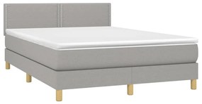 Κρεβάτι Boxspring με Στρώμα Ανοιχτό Γκρι 140x190 εκ. Υφασμάτινο - Γκρι