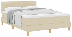 vidaXL Κρεβάτι με Βάση με Στρώμα Κρεμ 140 x 190 εκ. Ύφασμα