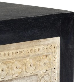 vidaXL Κομοδίνο με Σκάλισμα Γκρι 40x30x50 εκ. από Μασίφ Ξύλο Μάνγκο
