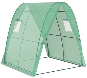 Outsunny Θερμοκήπιο με τόξο με σακούλες άμμου και πλαστικό κάλυμμα, 2 πόρτες που ανεβοκατεβαίνουν, παράθυρο με πλέγμα, φορητό, 1,8 x 1,8 x 2 m, Πράσινο