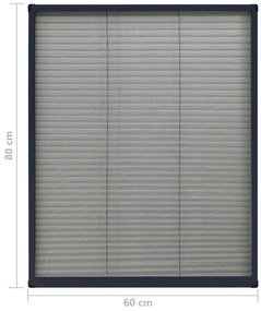 vidaXL Σήτα Παραθύρου Πλισέ Ανθρακί 60 x 80 εκ. από Αλουμίνιο