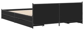 Πλαίσιο Κρεβατιού με Συρτάρια Μαύρο 160x200 εκ Επεξεργ. Ξύλο - Μαύρο