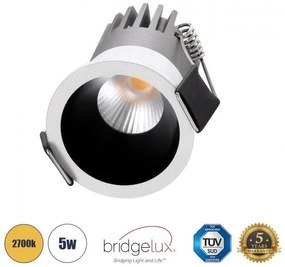 Χωνευτό Σποτ Downlight LED TrimLess 5W Λευκό-Μαύρο Θερμό 2700K MICRO-S 60235 Globostar 60235 Λευκό