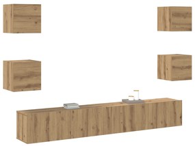 vidaXL Σετ επίπλου τηλεόρασης 6 pcs Καφέ 200 x 30 x 30 cm Μοριοσανίδα