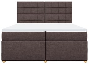 vidaXL Κρεβάτι Boxspring με Στρώμα Σκούρο Καφέ 200x200 εκ. Υφασμάτινο