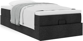 vidaXL Οθωμανικό κρεβάτι με στρώμα Μαύρο 90x200cm Ύφασμα