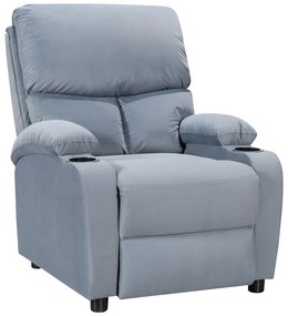 Πολυθρόνα relax με ποτηροθήκη Gartia pakoworld βελούδο σε γκρι απόχρωση 79x94x102εκ