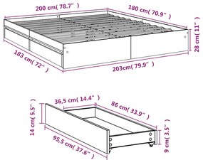 ΠΛΑΙΣΙΟ ΚΡΕΒΑΤΙΟΥ ΜΕ ΣΥΡΤΑΡΙΑ SONOMA ΔΡΥΣ 180X200ΕΚ. ΕΠΕΞ. ΞΥΛΟ 3280638