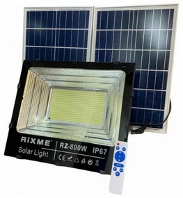 Στεγανός Ηλιακός Προβολέας IP67 Ισχύος 800W με Αισθητήρα Κίνησης και Τηλεχειριστήριο σε Μαύρο χρώμα RZ-800W