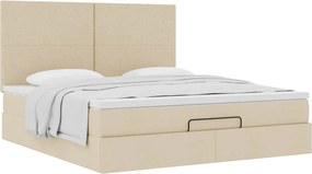 vidaXL Οθωμανικό κρεβάτι με στρώμα Cream 180x200cm ύφασμα