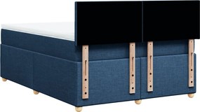 vidaXL Κρεβάτι Boxspring με Στρώμα Μπλε 160x200 εκ. Υφασμάτινο