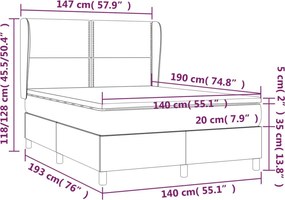 vidaXL Κρεβάτι Boxspring με Στρώμα Σκούρο Γκρι 140x190 εκ. Υφασμάτινο