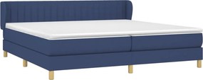 vidaXL Κρεβάτι Boxspring με Στρώμα Μπλε 200x200 εκ. Υφασμάτινο