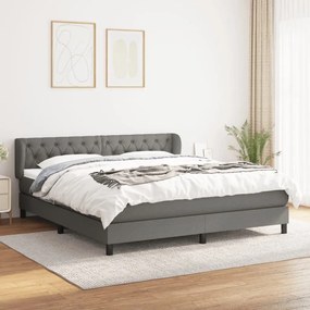 ΚΡΕΒΑΤΙ BOXSPRING ΜΕ ΣΤΡΩΜΑ ΣΚΟΥΡΟ ΓΚΡΙ 160X200 ΕΚ ΥΦΑΣΜΑΤΙΝΟ 3126494