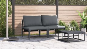 vidaXL Εξωτερικά Έπιπλα με μαξιλάρι με μαξιλάρι 2 pcs Ανθρακί Ατσάλι