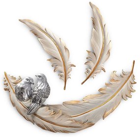 Διακοσμητικό Τοίχου Love Birds 565TNL1183 41x4x21/26x2x8cm Cream-Gold Aberto Design Πολυέστερ