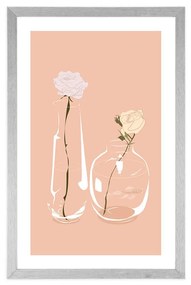 Αφίσα με παρπαστού Μινιμαλιστικά λουλούδι στο βάζο - 40x60 white