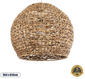 01851 GloboStar® GLOBOSTAR® MANGATA 01851 Boho Κρεμαστό Φωτιστικό Οροφής με Ντουί 1 x E27 AC 220-240V IP20 - Καφέ - Μ60 x Π60 x Υ50cm