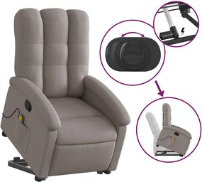 vidaXL Πολυθρόνα Μασάζ Ανακλινόμενη με Ανύψωση Taupe Υφασμάτινη