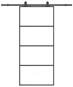 Συρόμενη Πόρτα με Μηχανισμό Μαύρο 90x205 εκ. Γυαλί ESG - Μαύρο