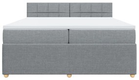 vidaXL Κρεβάτι Boxspring με Στρώμα Ανοιχτό Γκρι 200x200 εκ. Υφασμάτινο