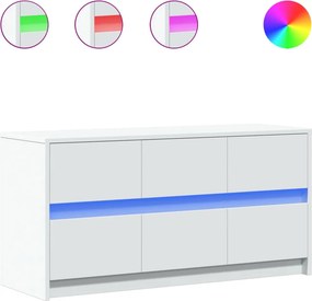 vidaXL Έπιπλο Τηλεόρασης με LED Λευκό 100x34x50 εκ. από Επεξ. Ξύλο