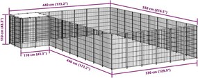 vidaXL Σπιτάκι Σκύλου Μαύρο 19,36 μ² Ατσάλινο