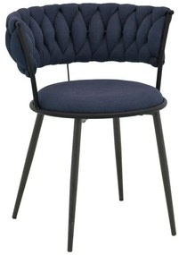 Καρέκλα Πολυθρόνα Alkia I ύφασμα σε απόχρωση μπλε σκούρο- πόδι μαύρο μέταλλο 57x58.5x72εκ 2αδα 52x58.5x72 εκ.