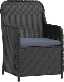 vidaXL Σετ Τραπεζαρίας Κήπου 3 Τεμαχίων Μαύρο με Μαξιλάρια