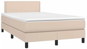 Κρεβάτι Boxspring Στρώμα&amp;LED Καπουτσίνο 120x190 εκ. Συνθ. Δέρμα