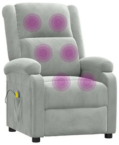 vidaXL Πολυθρόνα Μασάζ Ανοιχτό Γκρι Βελούδινη