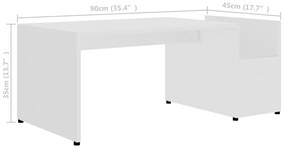 vidaXL Τραπεζάκι Σαλονιού Λευκό 90 x 45 x 35 εκ. από Επεξ. Ξύλο