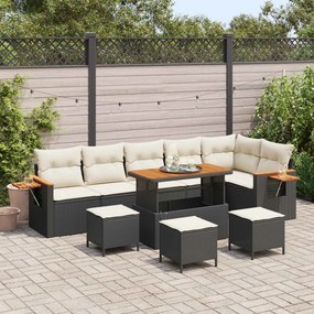vidaXL Σετ Καναπέ Κήπου 10 pcs Μαύρο συνθετικό ρατάν