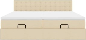 VidaXL Οθωμανικό κρεβάτι με στρώματα & LEDs Κρέμα 180x200cm ύφασμα