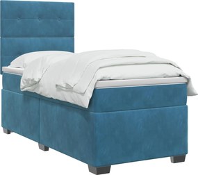 vidaXL Κρεβάτι box spring με στρώμα Μπλε 80 x 200 cm Βελούδο