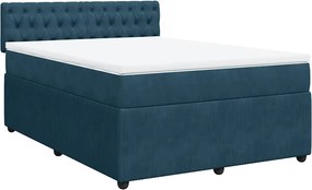 vidaXL Κρεβάτι Boxspring με Στρώμα Μπλε 160x200 εκ. Βελούδινο