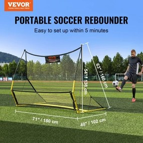 VEVOR Soccer Trainer, 2-IN-1 Portable Soccer Rebounder Net, 72&quot;x51&quot; Iron Soccer Practice Equipment, Sports Football Rebounder Wall with Portable Bag, Perfect for Team Solo Training, Passing, Volley