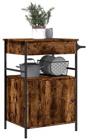 Τρόλεϊ Κουζίνας Καπνιστή Δρυς 56x43x89,5 εκ. Επεξεργασμένο Ξύλο - Καφέ